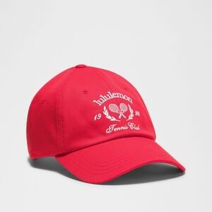 NEW LULULEMON Classic Ball Cap Tennis Club Lulu Red White Script Logo Cotton O/S